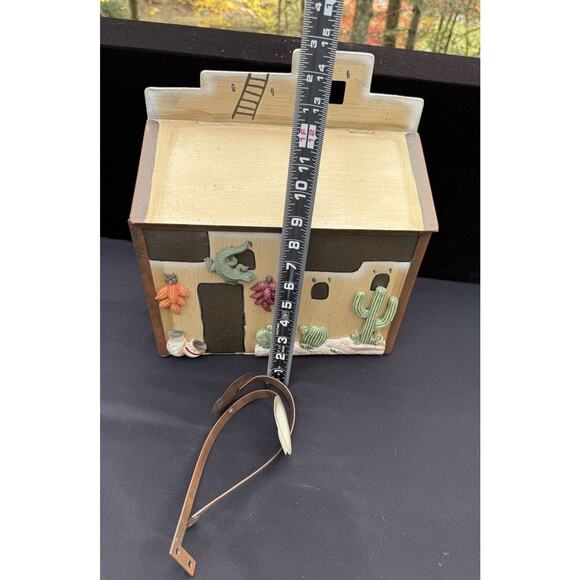 Vintage Southwest 3D Pueblo Metal 12" X 13" Wall Mount Cactus Gekko Mailbox - Picture 6 of 16